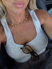 Golden Hour Crystal Link Necklace | Water-Resistant Gold Jewelry