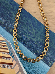 Golden Hour Crystal Link Necklace | Water-Resistant Gold Jewelry