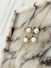 Timeless Grace Pearl Drop Stud Earrings | Gold & Silver | Water-Resistant Jewelry