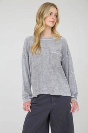 The Slow Morning Washed Ribbed Pocket Top