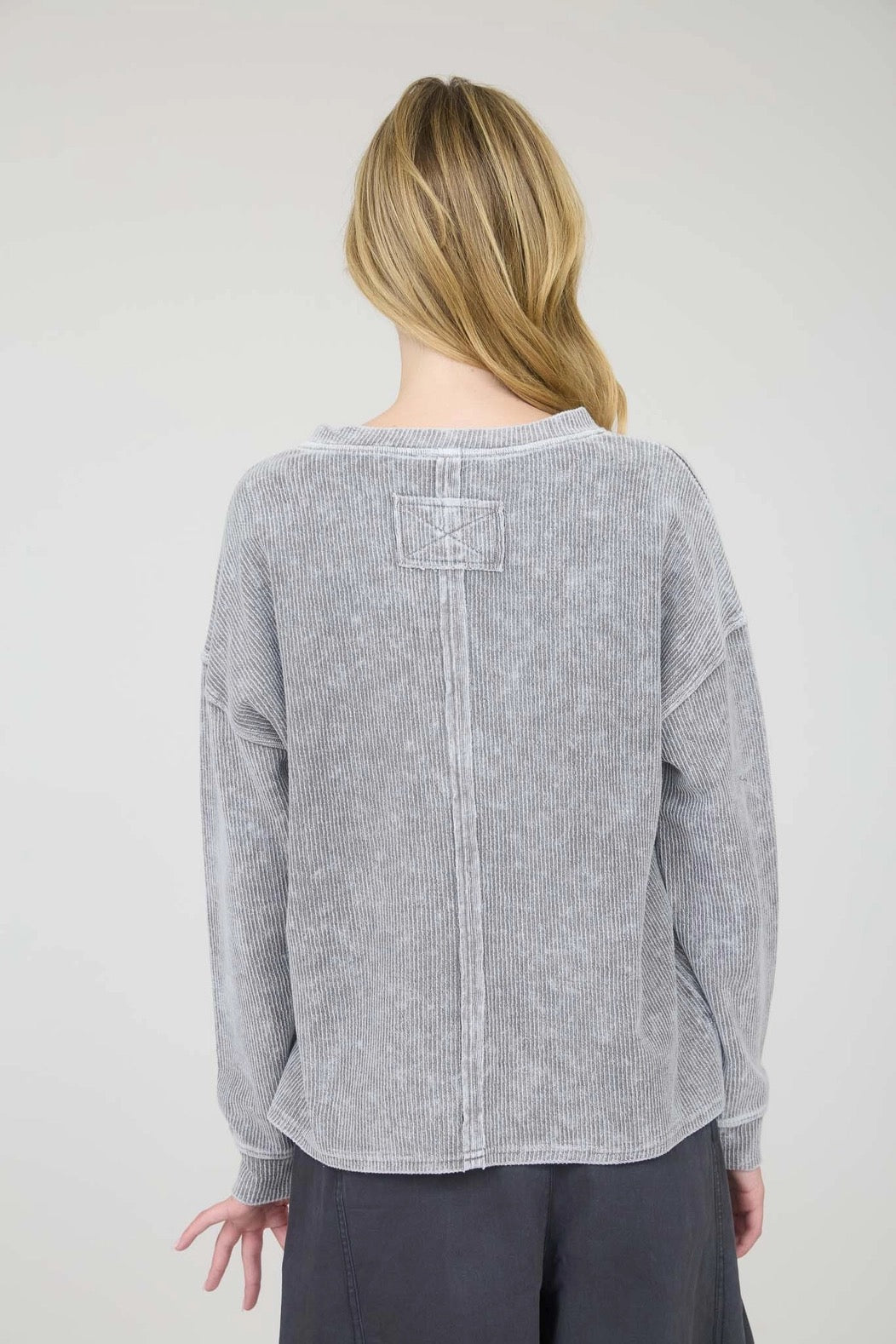 The Slow Morning Washed Ribbed Pocket Top