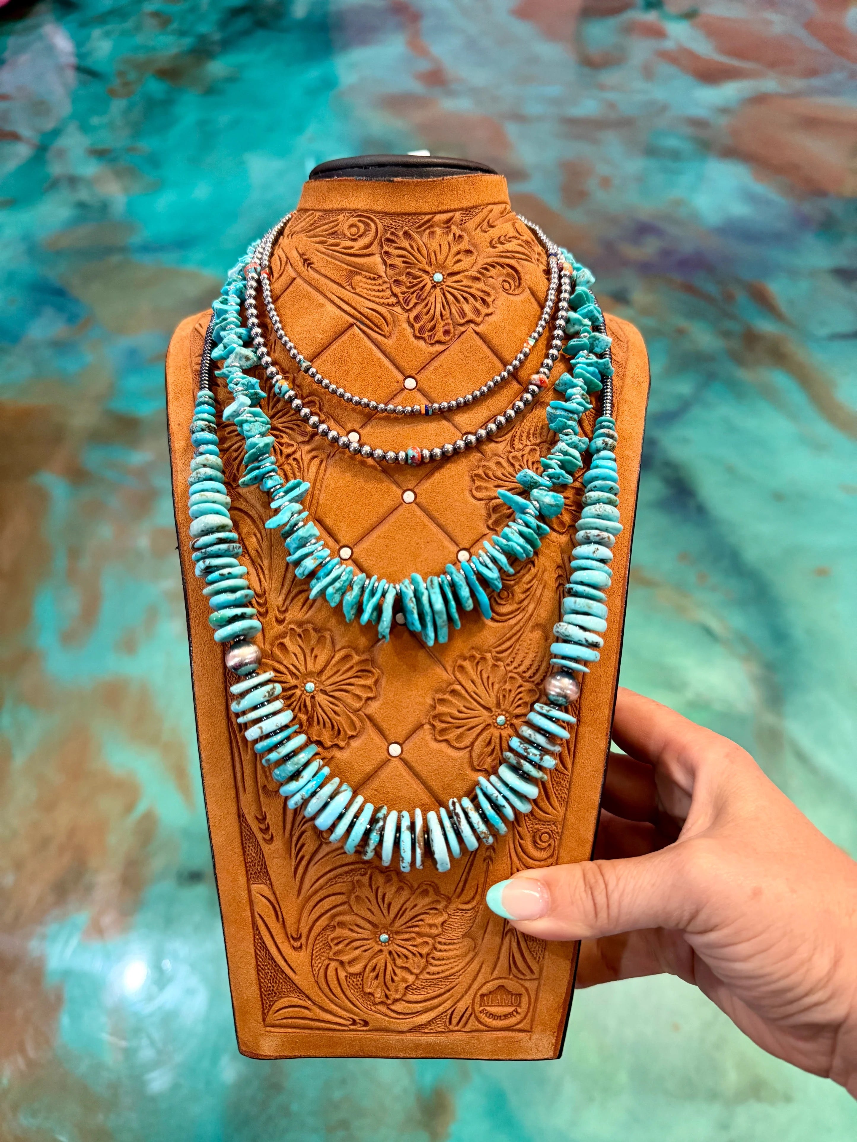 Graduated Ice Blue Turquoise Necklace