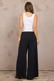 Vintage Havana Black Pinstripe Wide Leg Pants – Women's High Waisted Trousers