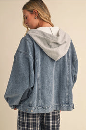 Contrast Denim Hoodie