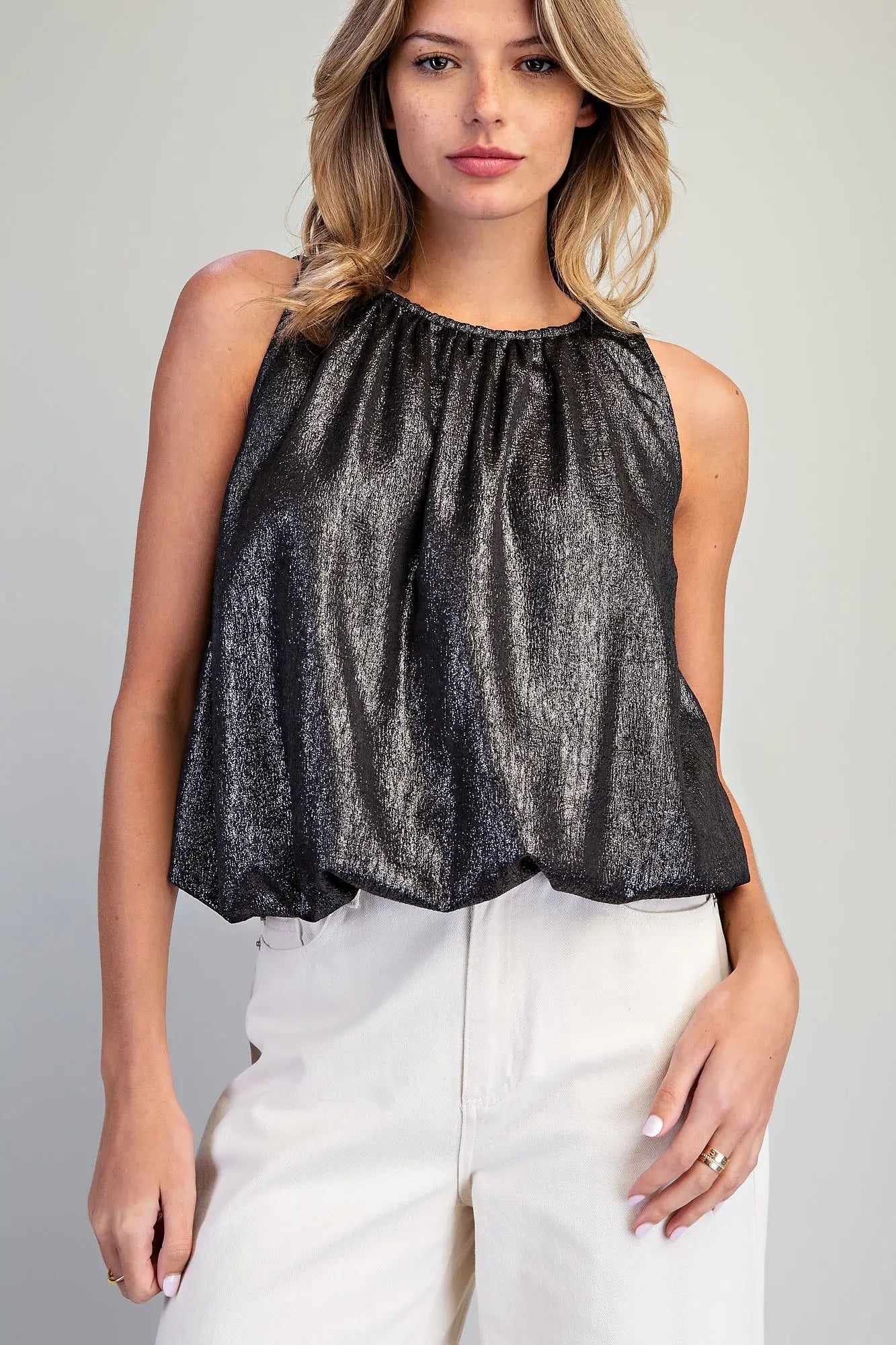 Midnight Shimmer Bubble Hem Top