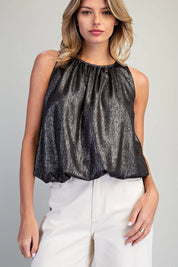 Midnight Shimmer Bubble Hem Top