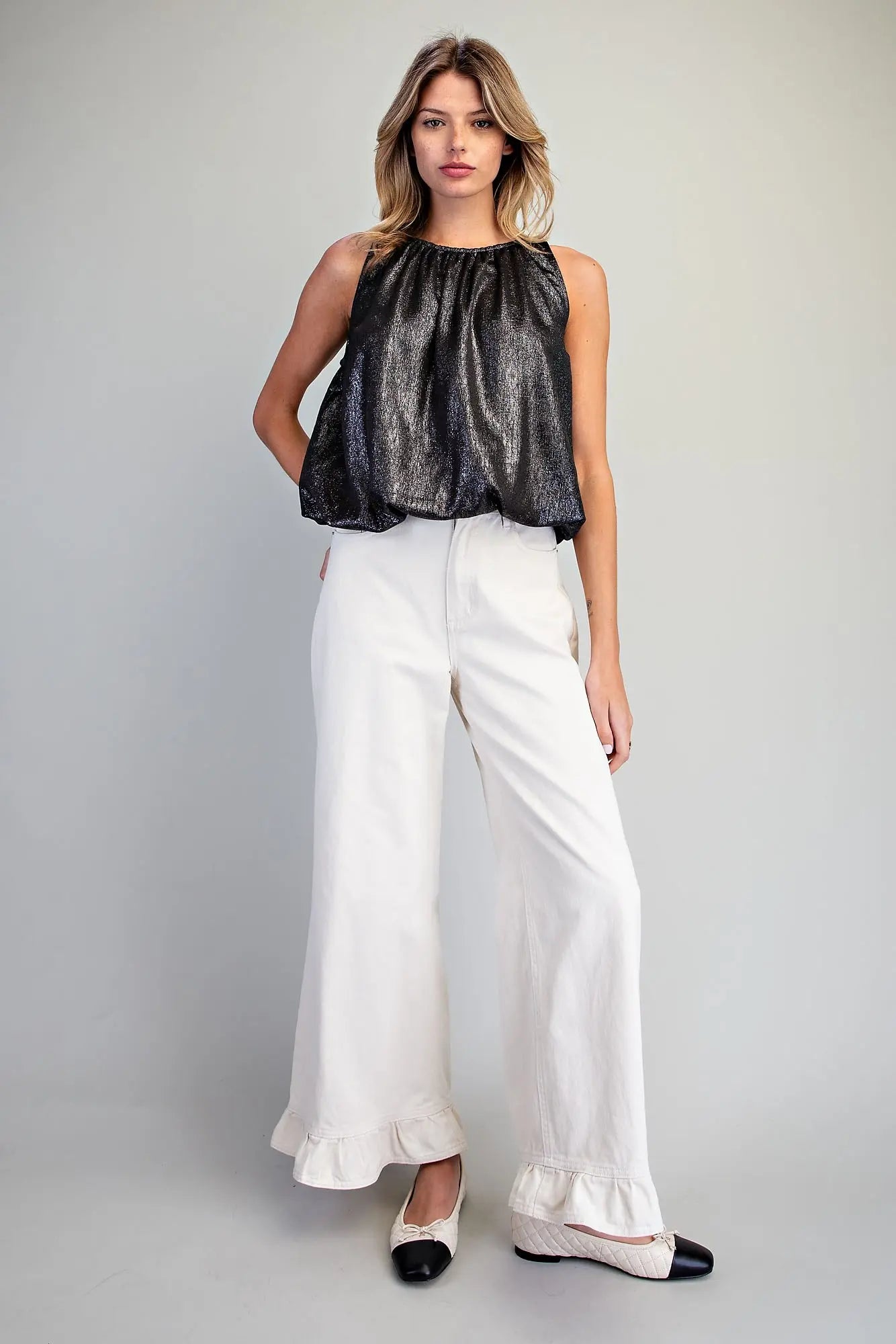 Midnight Shimmer Bubble Hem Top