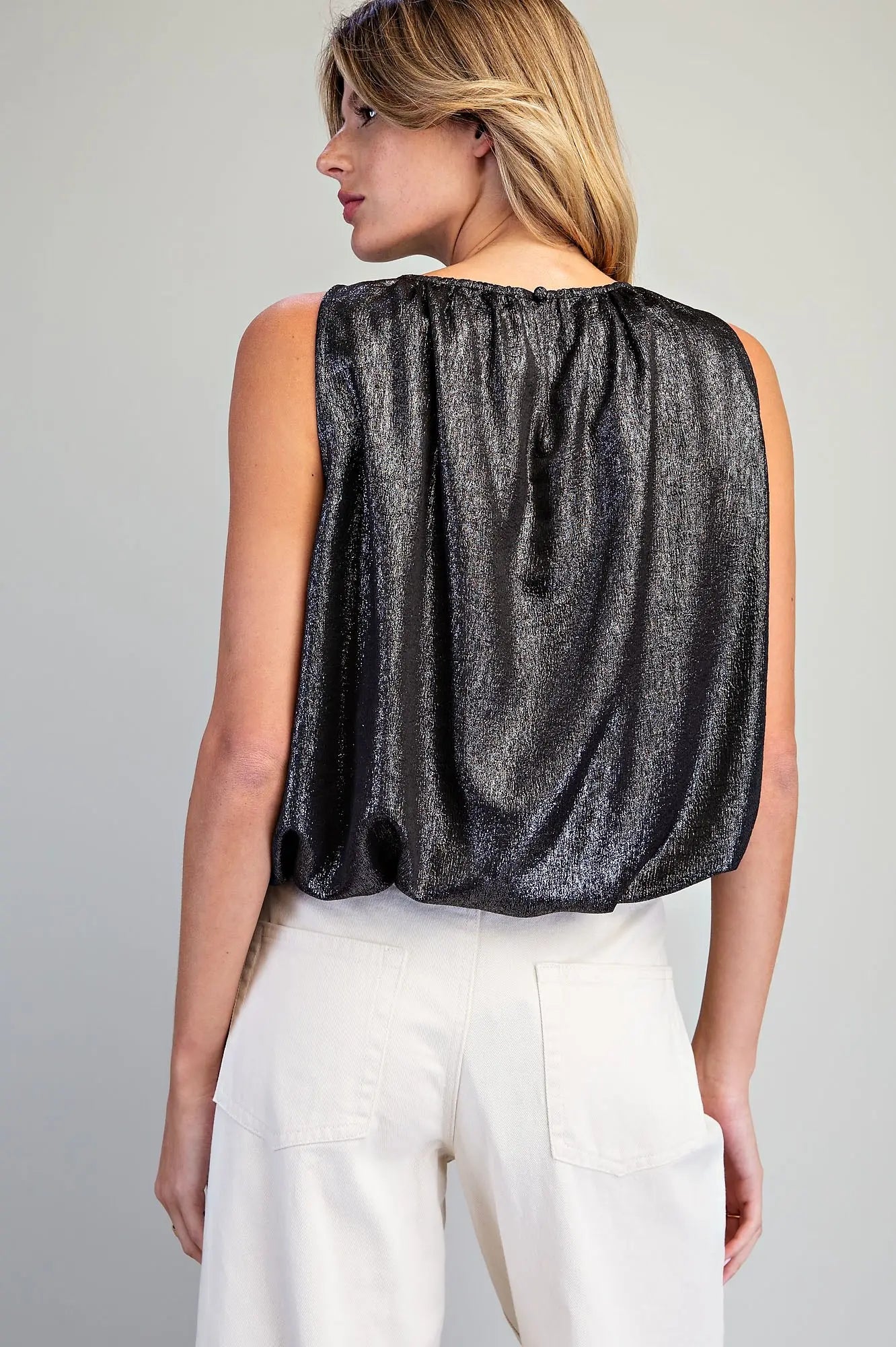 Midnight Shimmer Bubble Hem Top