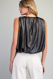 Midnight Shimmer Bubble Hem Top