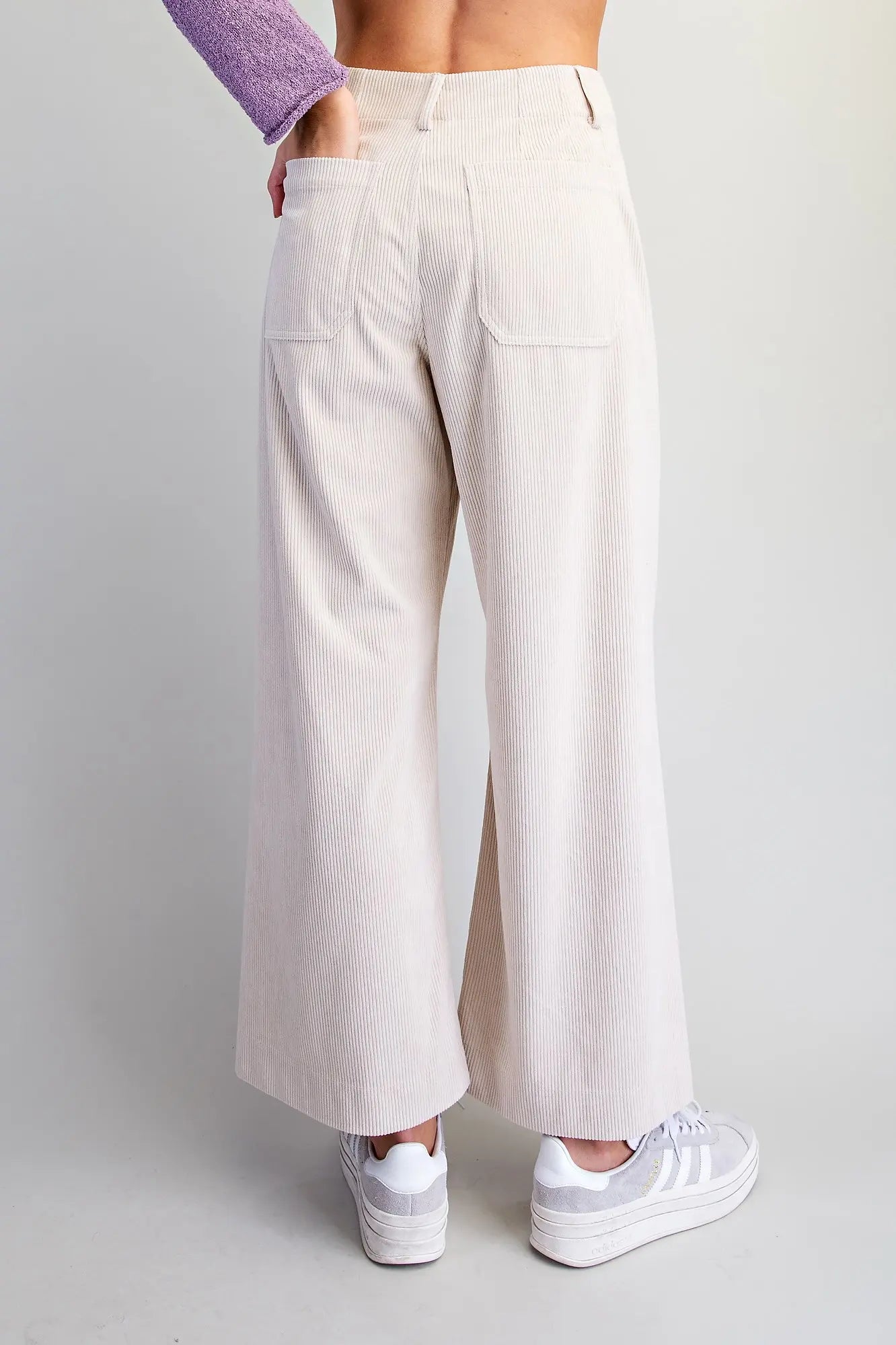 Bone Corduroy Wide-Leg Pants