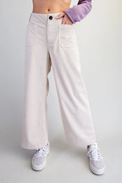Bone Corduroy Wide-Leg Pants