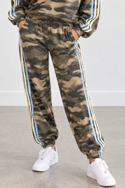 Vintage Havana Camo Stripe Matching Set – Women's Sweatshirt & Jogger Set