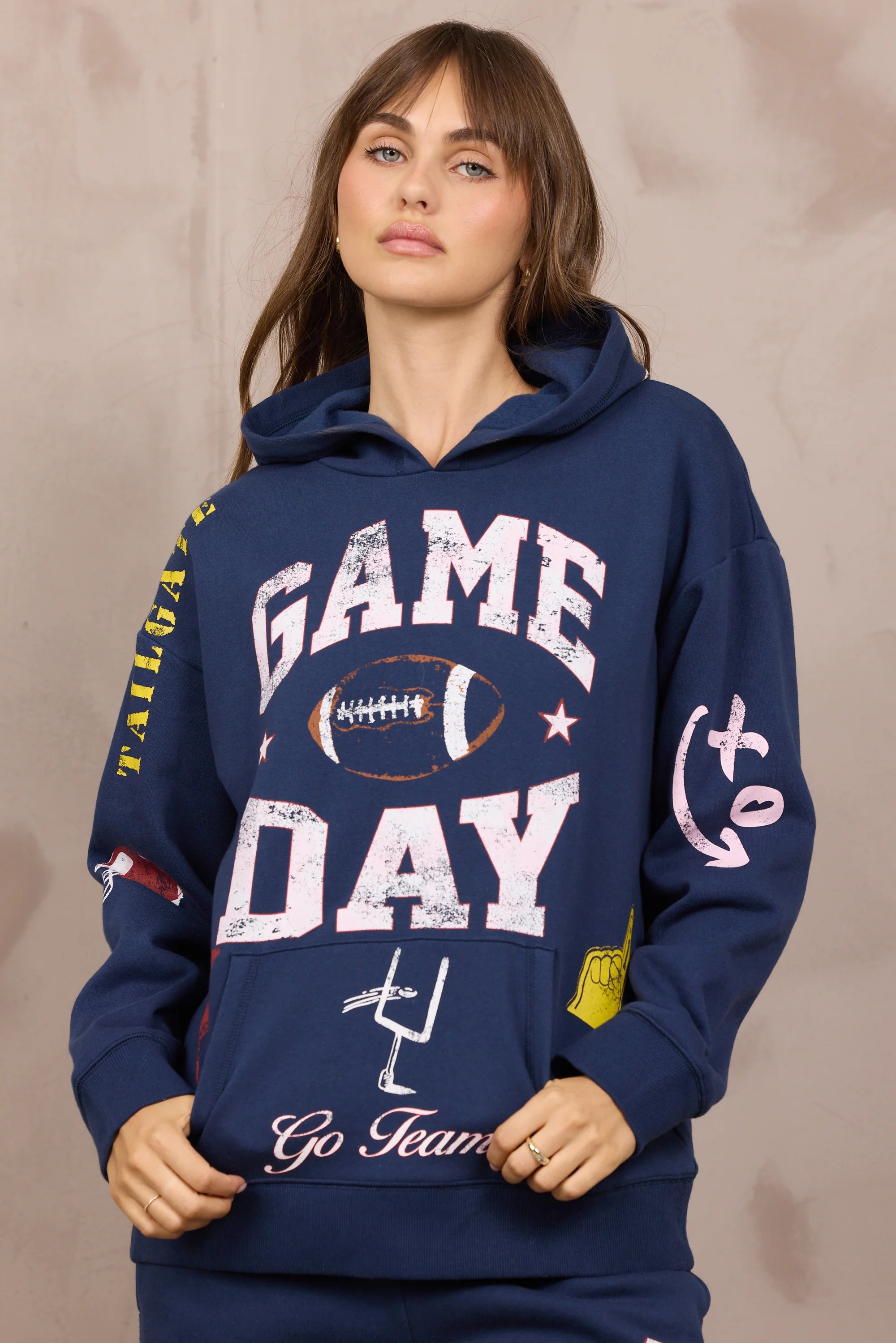 Vintage Havana Game Day Graphic Hoodie – Navy Football Sweatshirt