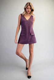 Plum Suede V-Neck Romper
