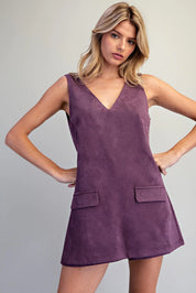 Plum Suede V-Neck Romper