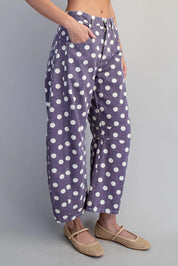 Plum Polka Dot Barrel Jeans