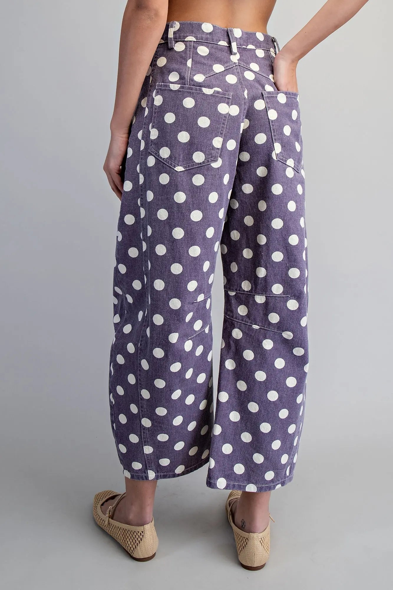 Plum Polka Dot Barrel Jeans