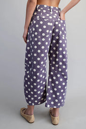 Plum Polka Dot Barrel Jeans