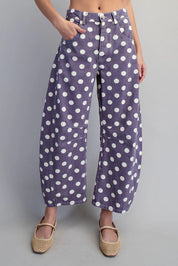 Plum Polka Dot Barrel Jeans